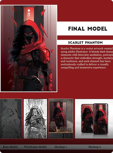 Scarlet Phantom final model showcase with base model and mockups